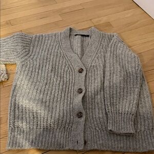 Cozy Gray Women's Sweater super soft cashmere Jenni kayne plush fluffy rib knit